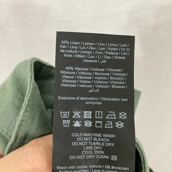 New Vero Moda Army Green Linen Blend Wide Leg Pants size 24 - Picture 3 of 11